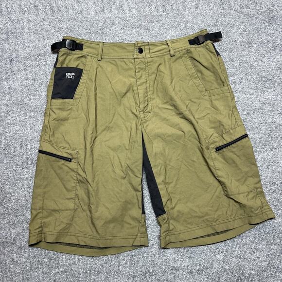 Club Ride Other - Club Ride Cargo Cycling Shorts Mens XL Green Adjustable Waist Mountain Bike